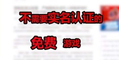 不需要实名认证的,好玩游戏(有哪些不需要实名认证的好游戏)
